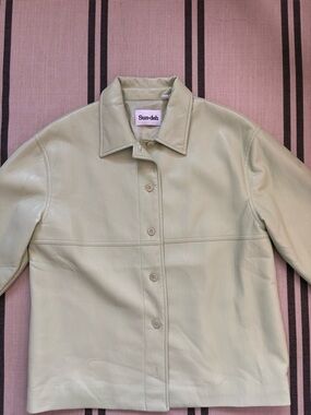 Sun-deh (Aritzia) Pale Mint Leather Button-Up Jacket